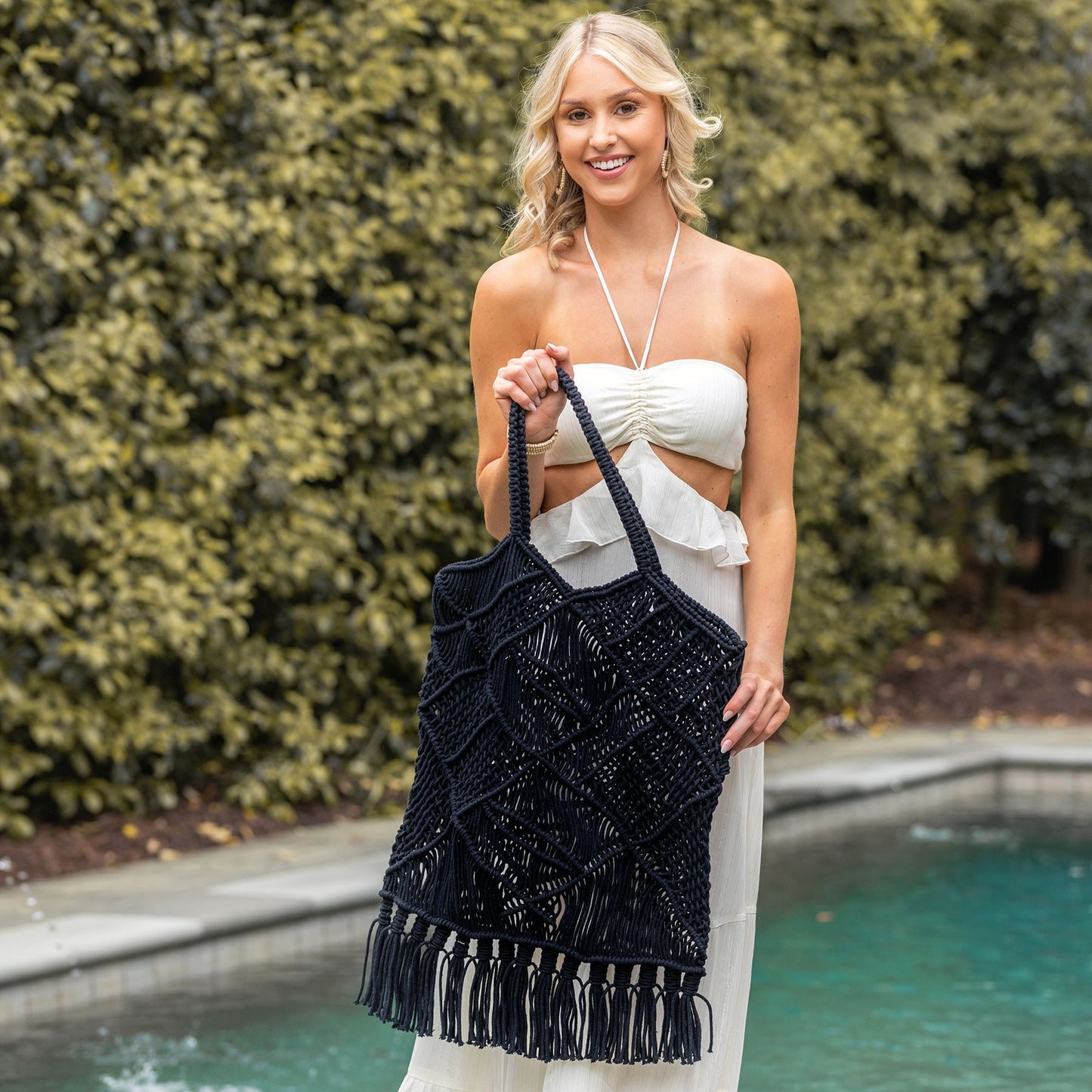 Adria Woven Cotton Large Fringe Bags