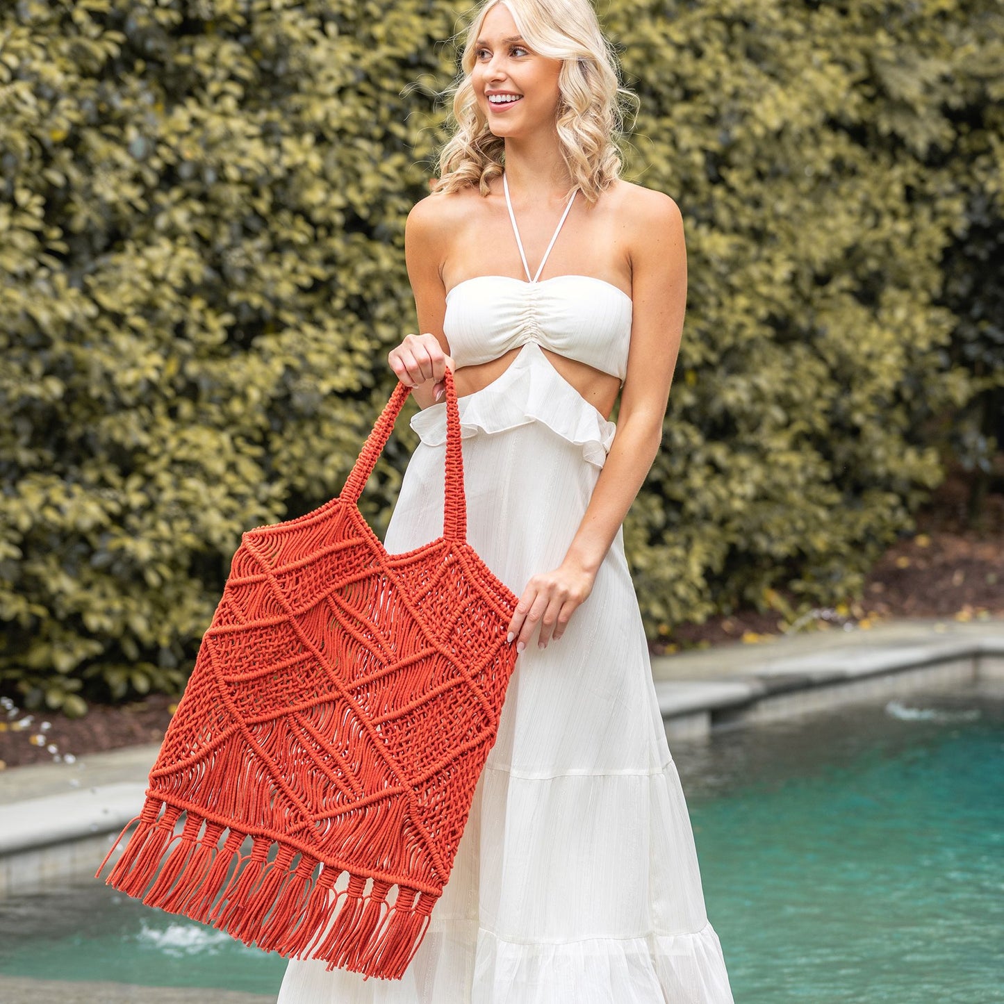 Adria Woven Cotton Large Fringe Bags